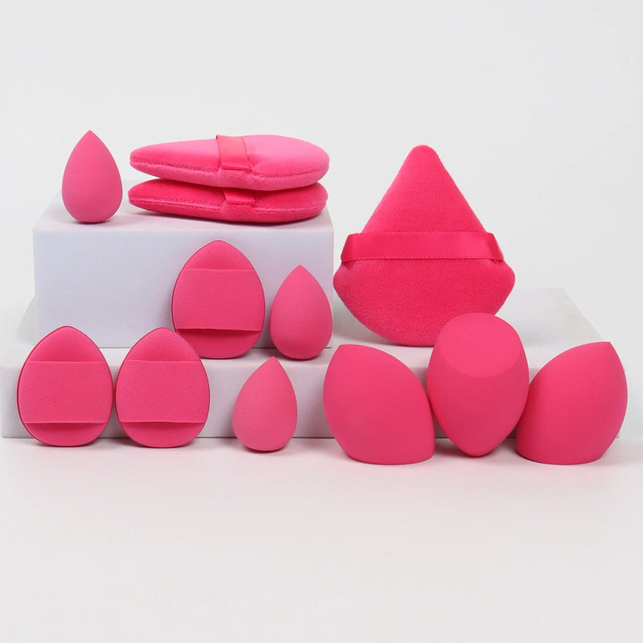 12-Piece All-Purpose Makeup Sponge Set, Made of 3 Loose Powder Puffs, 3 Mini Air Cushion Puffs, 3 Beauty Eggs and 3 Mini Beauty