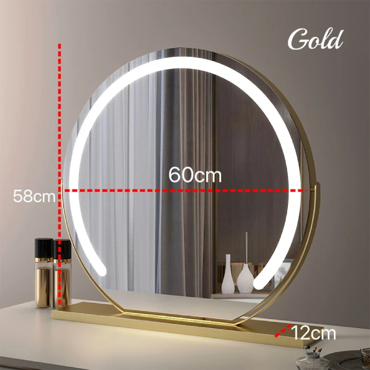 Vanity Mirror with Lights LED Round Makeup Mirror for Bedroom with 15X Magnification Smart Touch Dimmable 3 Modes 360° Rotation