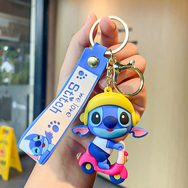 Anime Disney Keychain Cartoon Mickey Mouse Minnie Lilo & Stitch Cute Doll Keyring Ornament Key Chain Car Pendant Kids Gifts