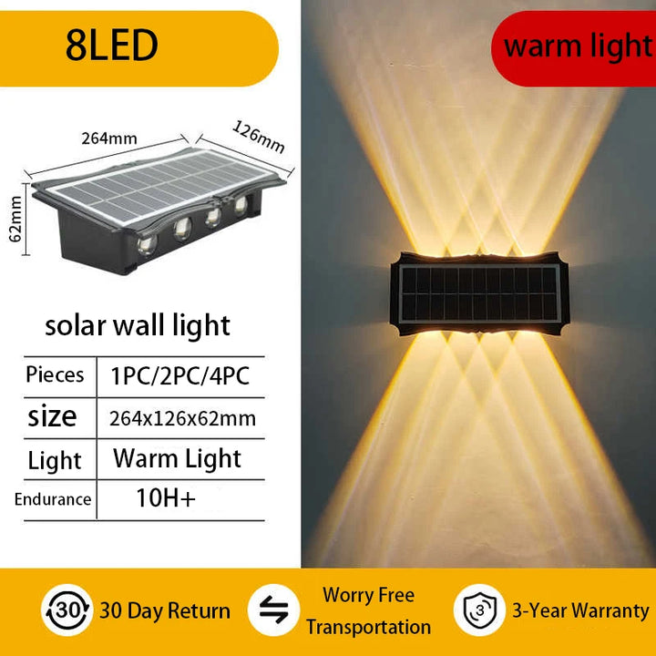 Solar Wall Lamp Outdoor Warm Light Waterproof Up And Down Luminous Lighting Balcony Yard Garden Decoration Lights Exterior Wall