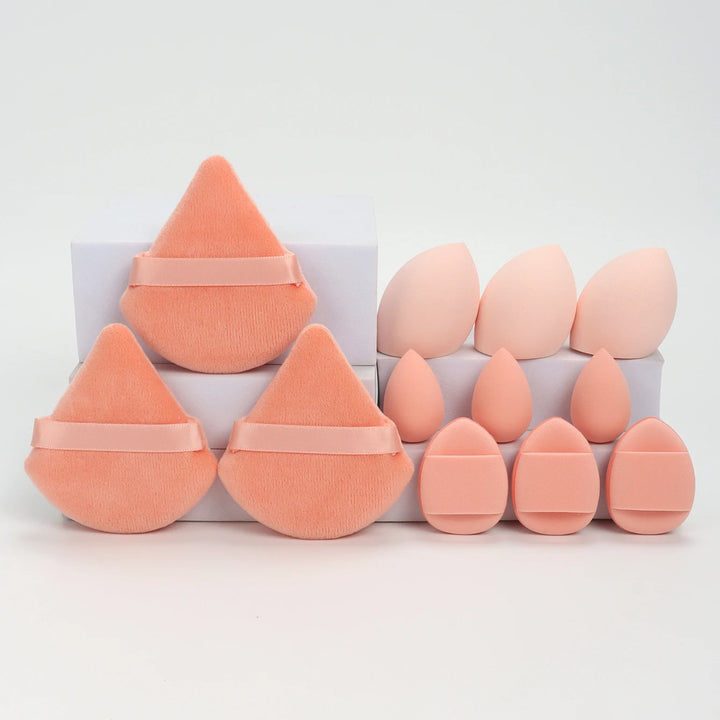 12-Piece All-Purpose Makeup Sponge Set, Made of 3 Loose Powder Puffs, 3 Mini Air Cushion Puffs, 3 Beauty Eggs and 3 Mini Beauty