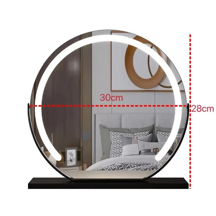 Vanity Mirror with Lights LED Round Makeup Mirror for Bedroom with 15X Magnification Smart Touch Dimmable 3 Modes 360° Rotation