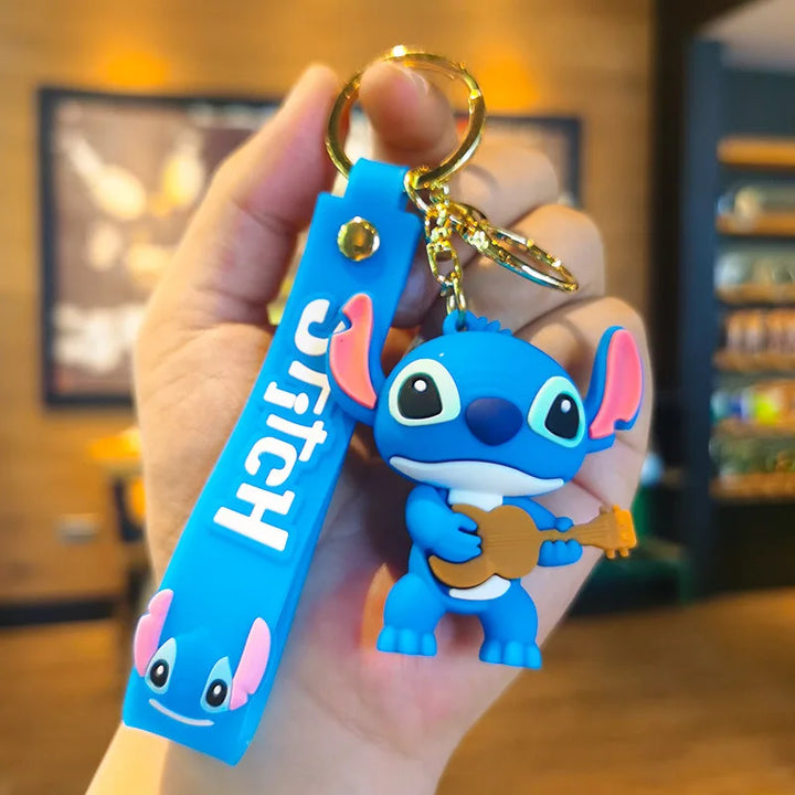 Anime Disney Keychain Cartoon Mickey Mouse Minnie Lilo & Stitch Cute Doll Keyring Ornament Key Chain Car Pendant Kids Gifts