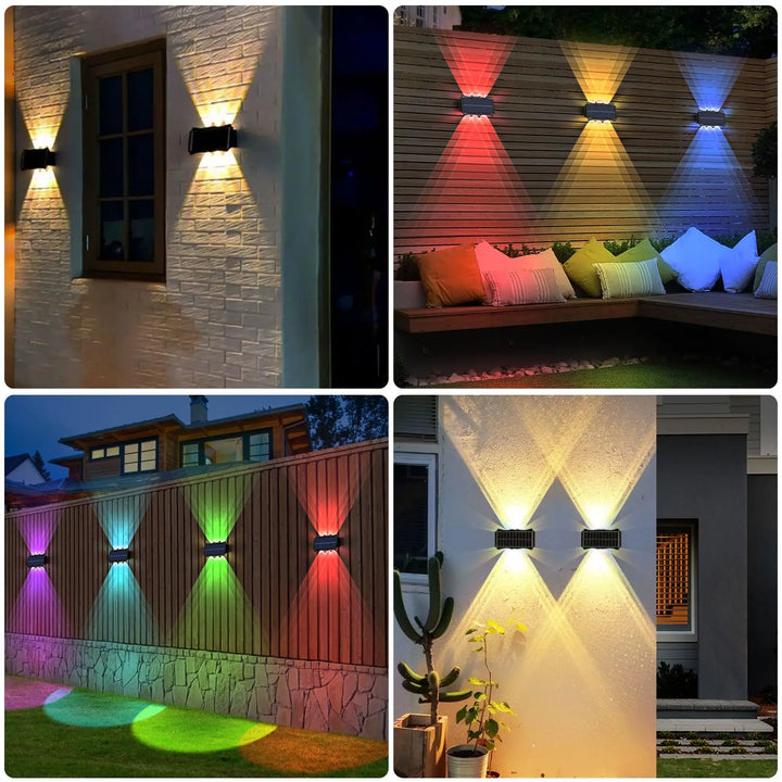 Solar Wall Lamp Outdoor Warm Light Waterproof Up And Down Luminous Lighting Balcony Yard Garden Decoration Lights Exterior Wall