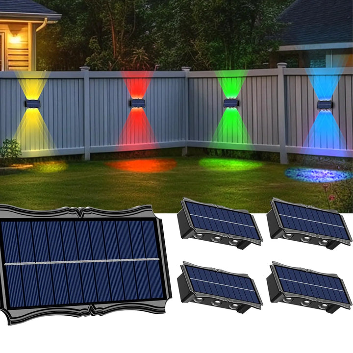 Solar Wall Lamp Outdoor Warm Light Waterproof Up And Down Luminous Lighting Balcony Yard Garden Decoration Lights Exterior Wall