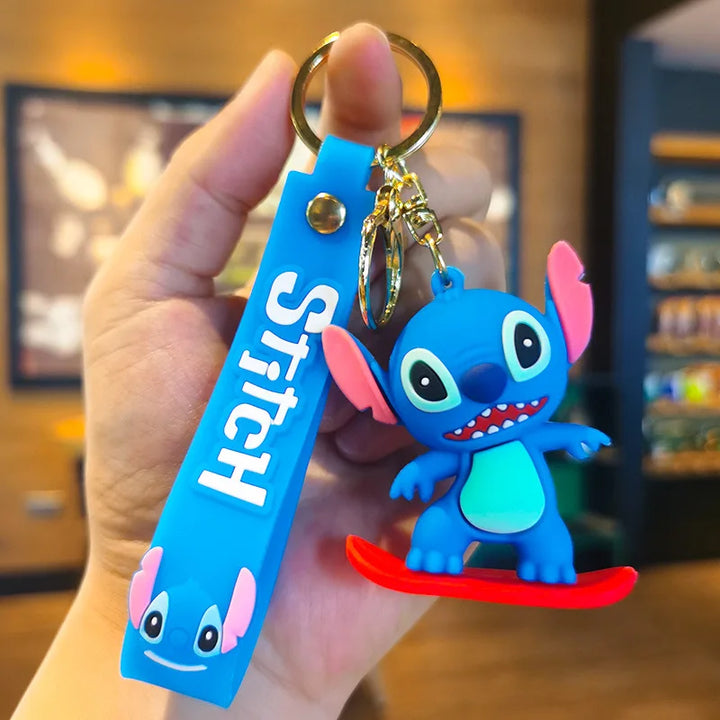 Anime Disney Keychain Cartoon Mickey Mouse Minnie Lilo & Stitch Cute Doll Keyring Ornament Key Chain Car Pendant Kids Gifts