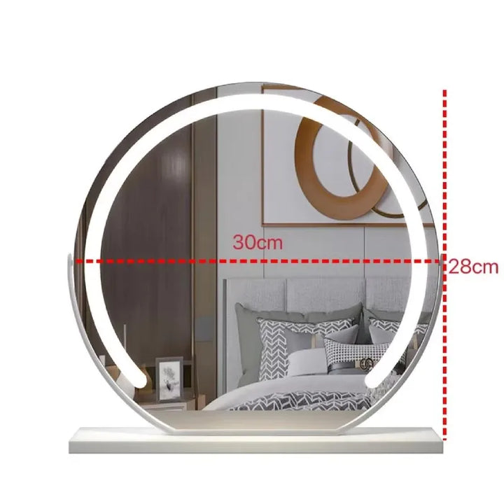 Vanity Mirror with Lights LED Round Makeup Mirror for Bedroom with 15X Magnification Smart Touch Dimmable 3 Modes 360° Rotation