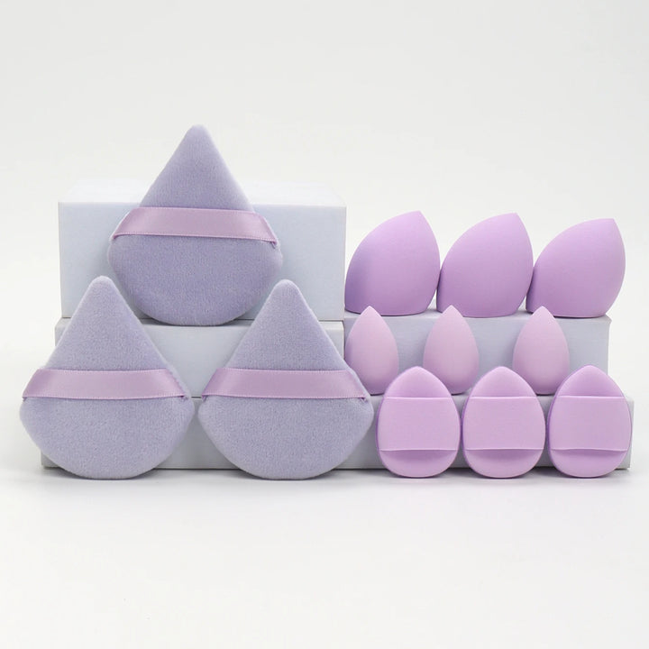 12-Piece All-Purpose Makeup Sponge Set, Made of 3 Loose Powder Puffs, 3 Mini Air Cushion Puffs, 3 Beauty Eggs and 3 Mini Beauty