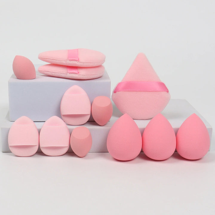 12-Piece All-Purpose Makeup Sponge Set, Made of 3 Loose Powder Puffs, 3 Mini Air Cushion Puffs, 3 Beauty Eggs and 3 Mini Beauty